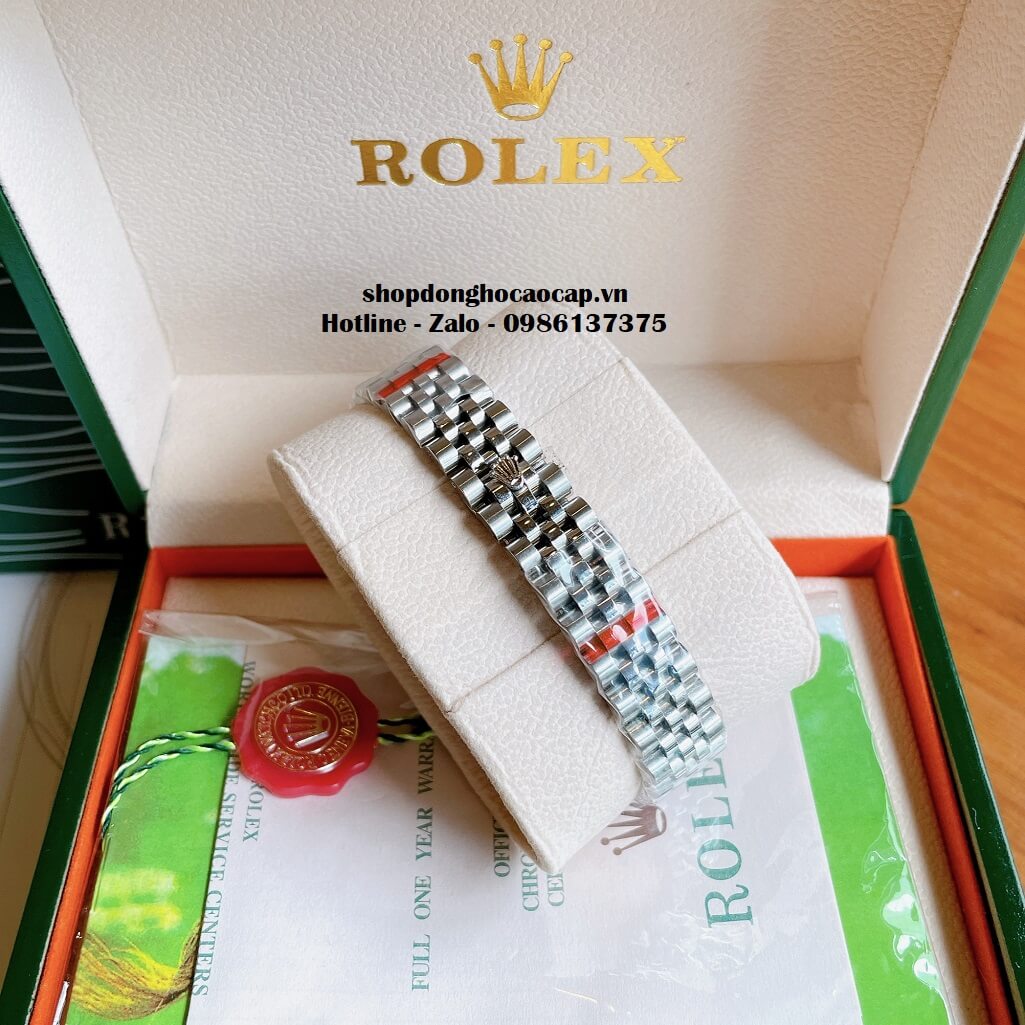 Đồng Hồ Rolex Datejust Cơ Tự Động Nữ Kim Loại Silver Mặt Đen 3D 31mm