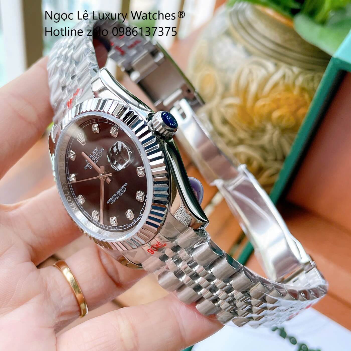 Đồng Hồ Rolex Datejust Cơ Tự Động Dây Thép Bạc Mặt Đen Size 41mm - Niềng Khía