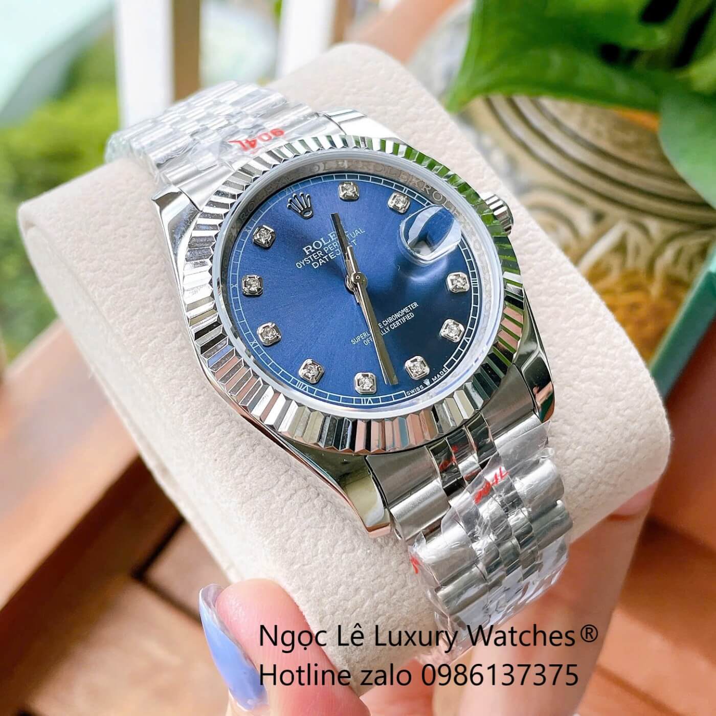 Đồng Hồ Rolex Datejust Cơ Tự Động Dây Thép Bạc Mặt Xanh Dương Size 41mm - Niềng Khía