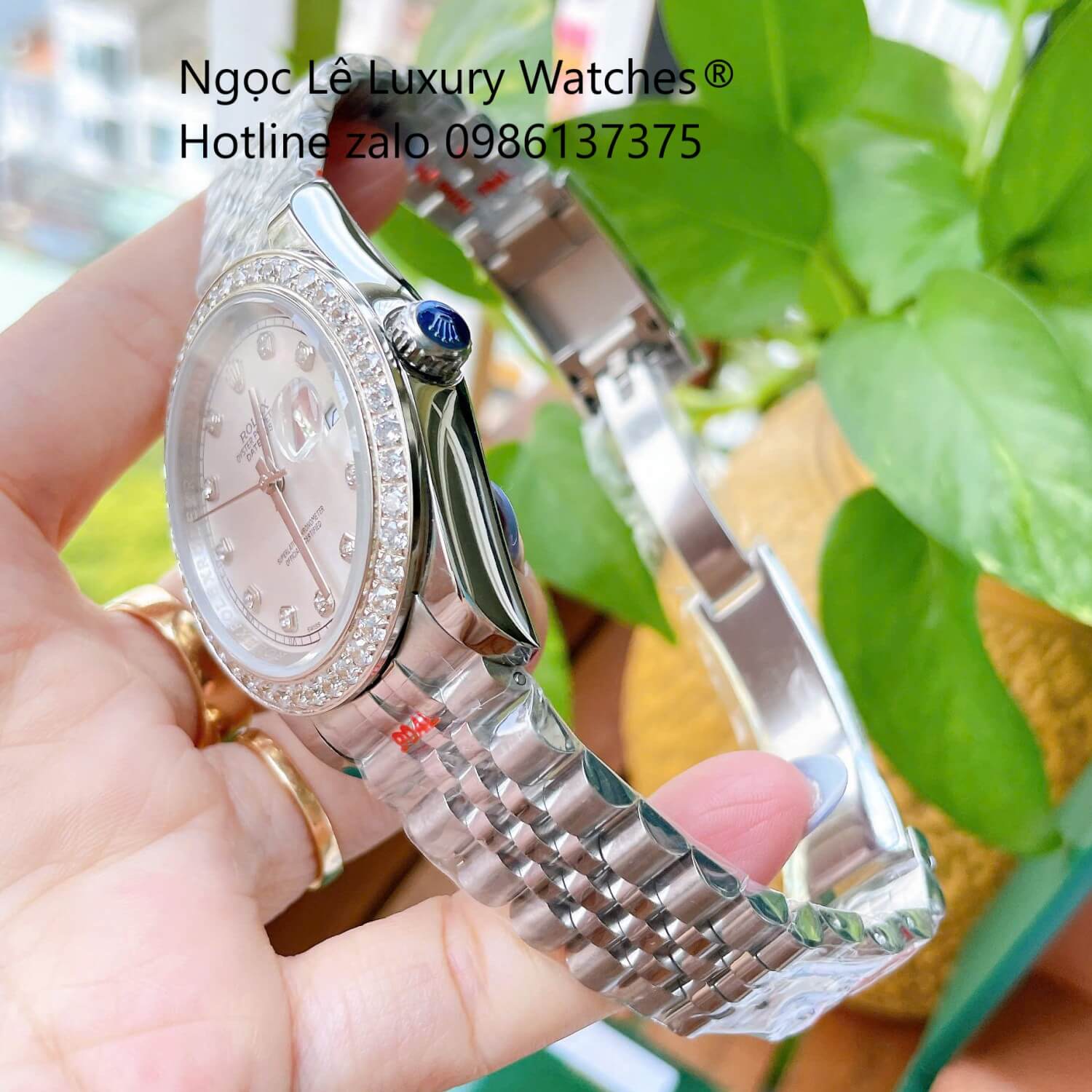 Đồng Hồ Rolex Datejust Cơ Tự Động Dây Thép Silver Mặt Trắng Size 41mm - Viền Đính Đá