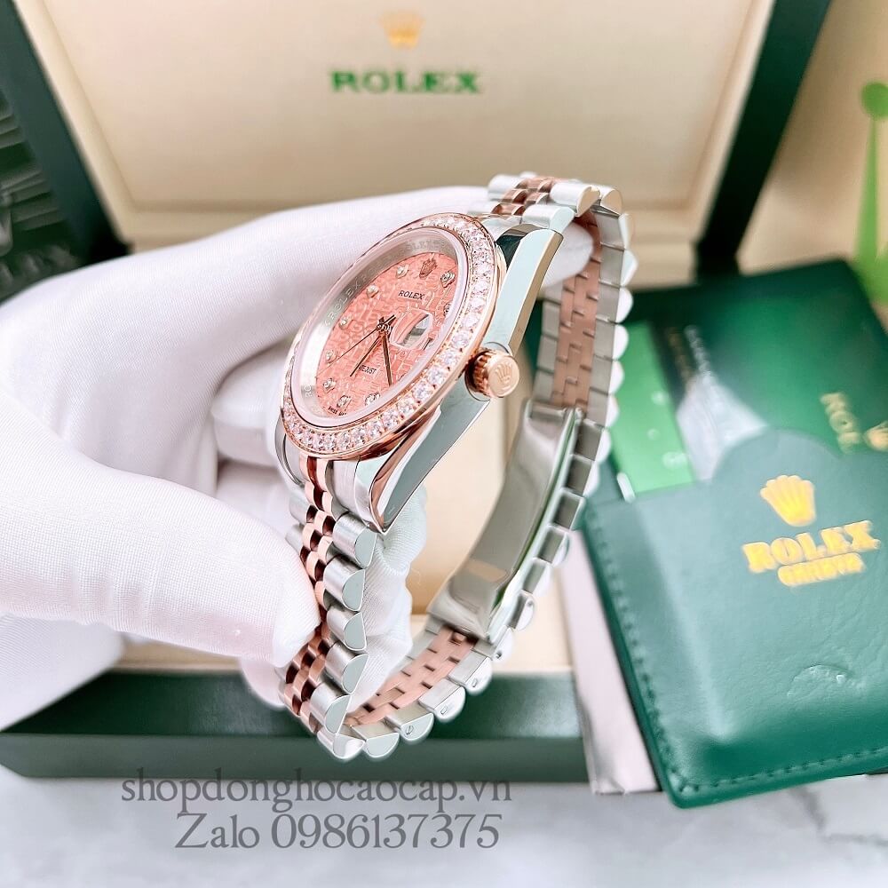 Đồng Hồ Rolex Datejust Nam Automatic (Tự Động) Viền Đá Demi Rose Gold 41mm