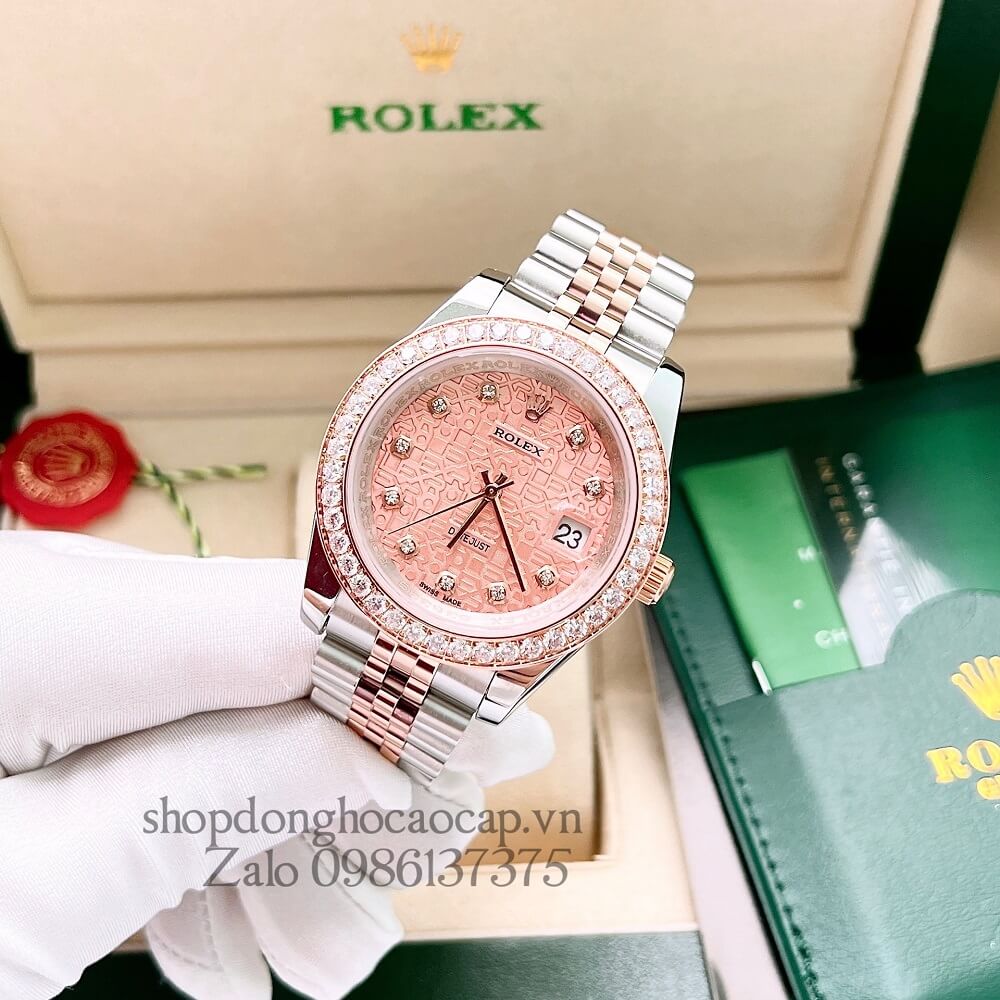 Đồng Hồ Rolex Datejust Nam Automatic (Tự Động) Viền Đá Demi Rose Gold 41mm