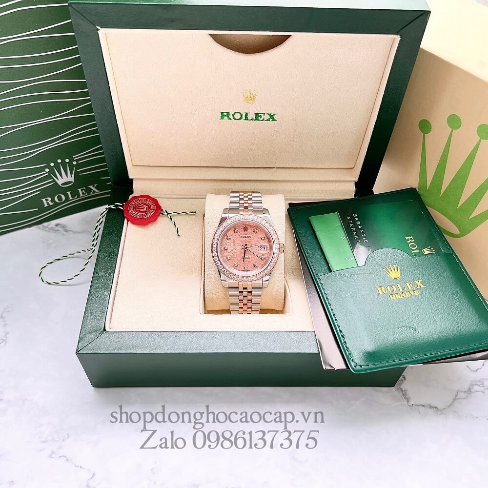 Đồng Hồ Rolex Datejust Nam Automatic (Tự Động) Viền Đá Demi Rose Gold 41mm