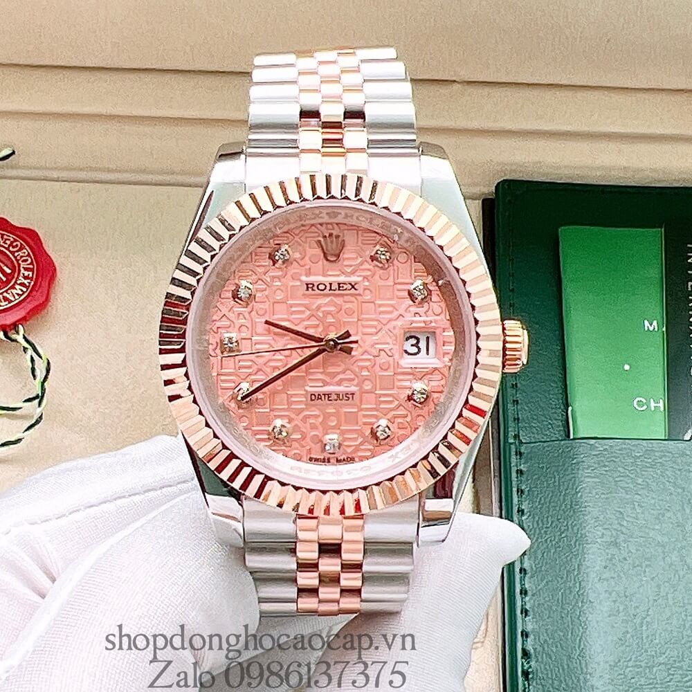 Đồng Hồ Rolex Datejust Nam Automatic (Tự Động) Viền Khía Demi Rose Gold 41mm