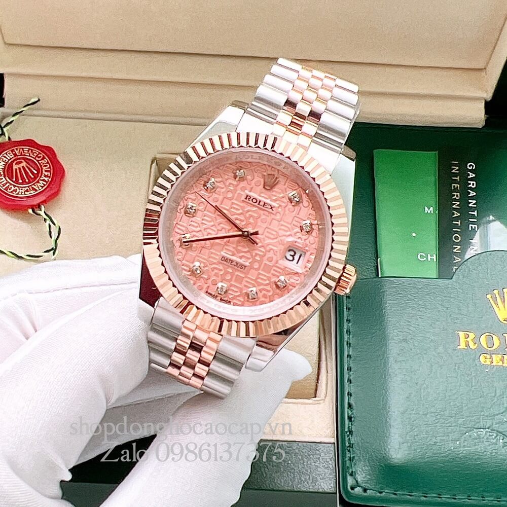 Đồng Hồ Rolex Datejust Nam Automatic (Tự Động) Viền Khía Demi Rose Gold 41mm