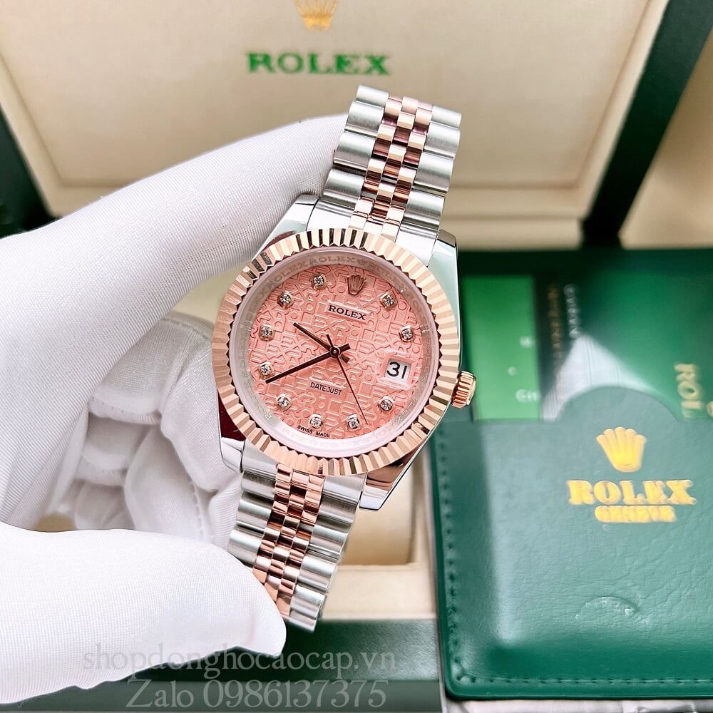 Đồng Hồ Rolex Datejust Nam Automatic (Tự Động) Viền Khía Demi Rose Gold 41mm