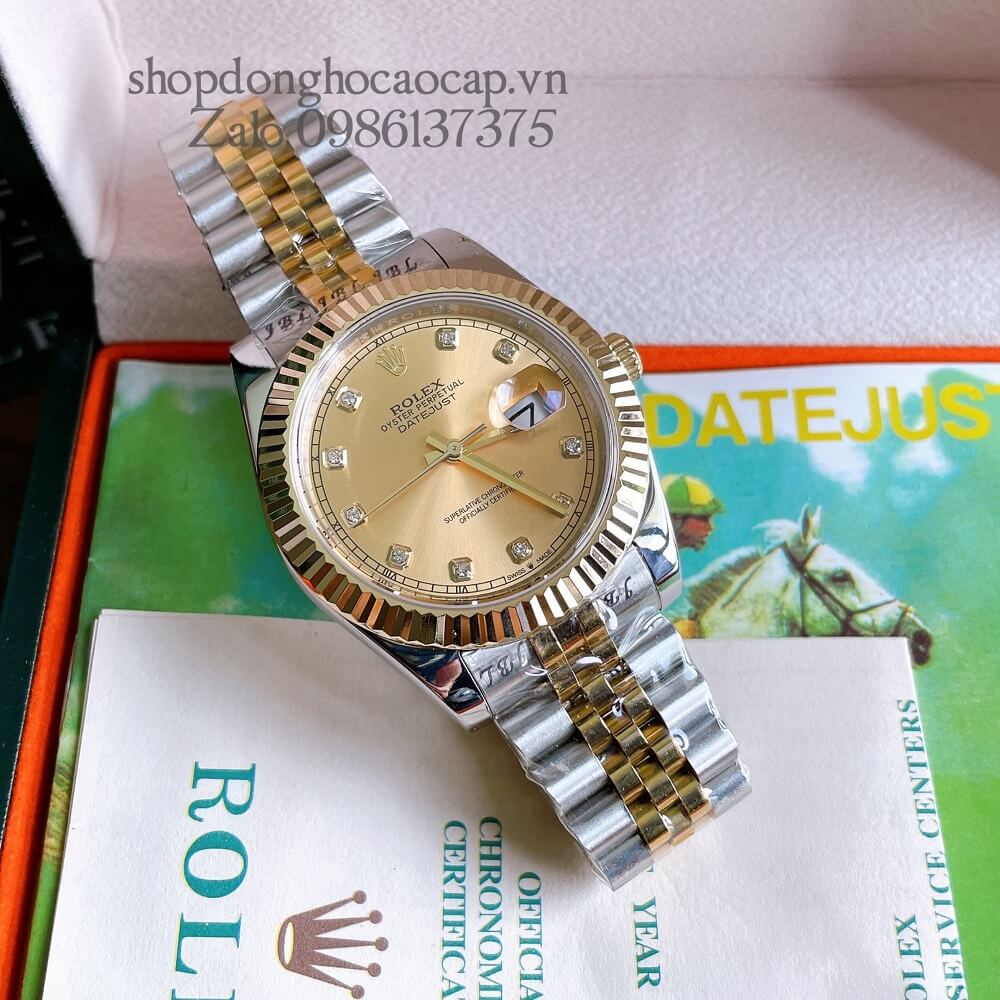 Đồng Hồ Rolex Datejust Nam Automatic (Tự Động) Viền Khía Demi Vàng 41mm