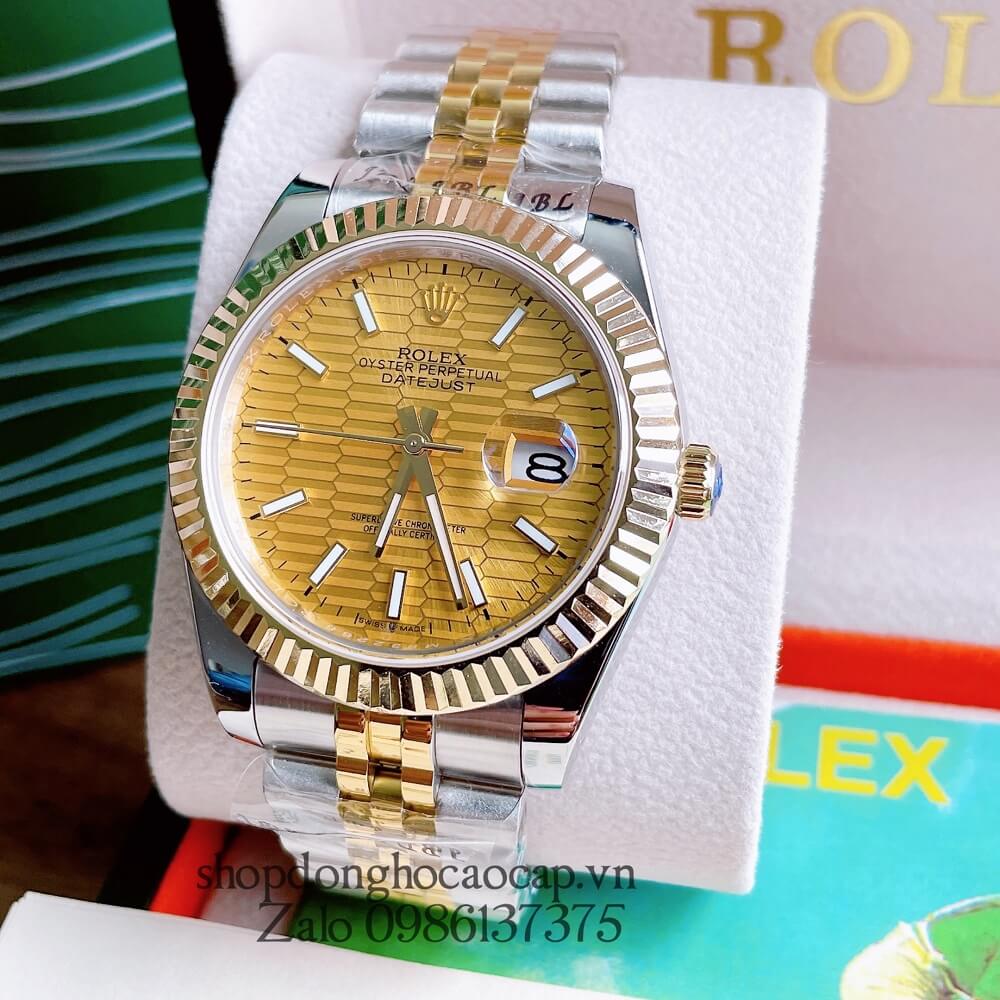 Đồng Hồ Rolex Datejust Nam Automatic (Tự Động) Viền Khía Demi Vàng 41mm