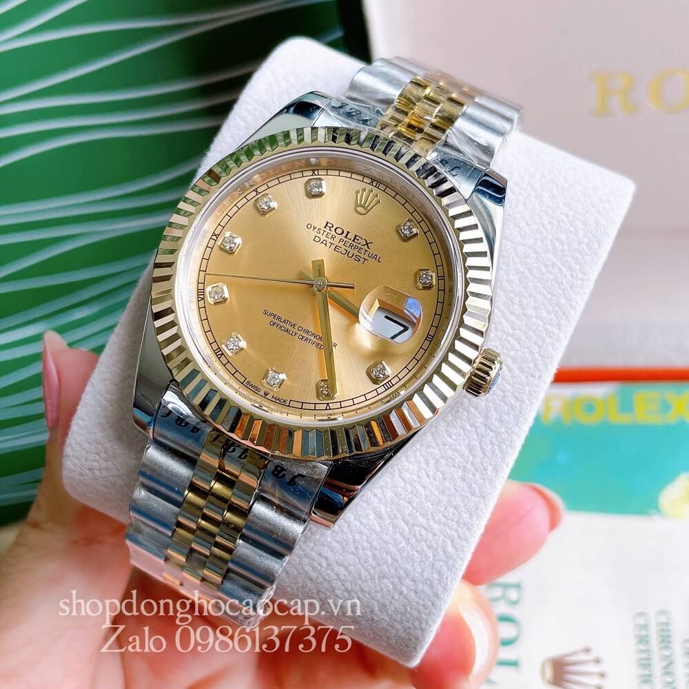 Đồng Hồ Rolex Datejust Nam Automatic (Tự Động) Viền Khía Demi Vàng 41mm