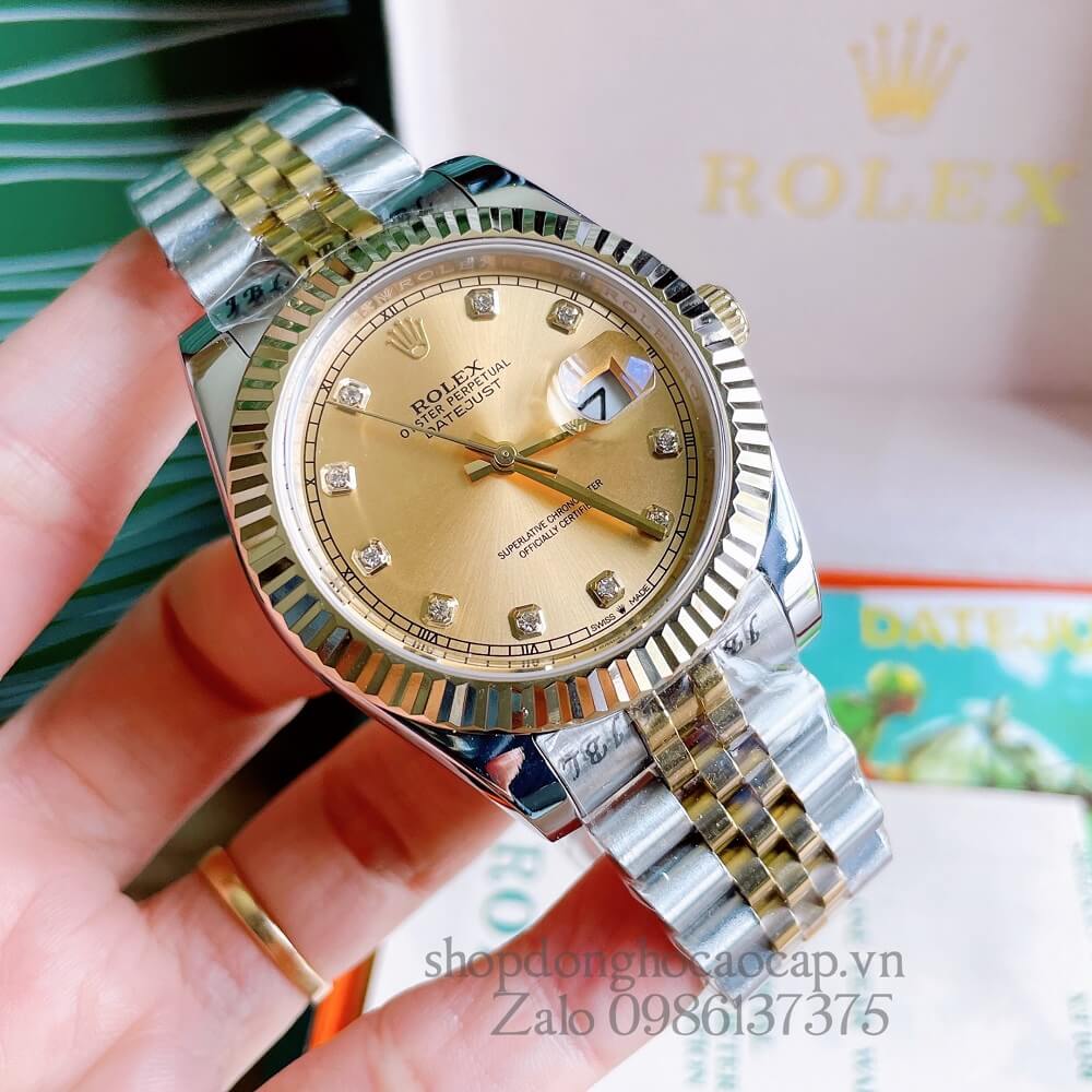 Đồng Hồ Rolex Datejust Nam Automatic (Tự Động) Viền Khía Demi Vàng 41mm