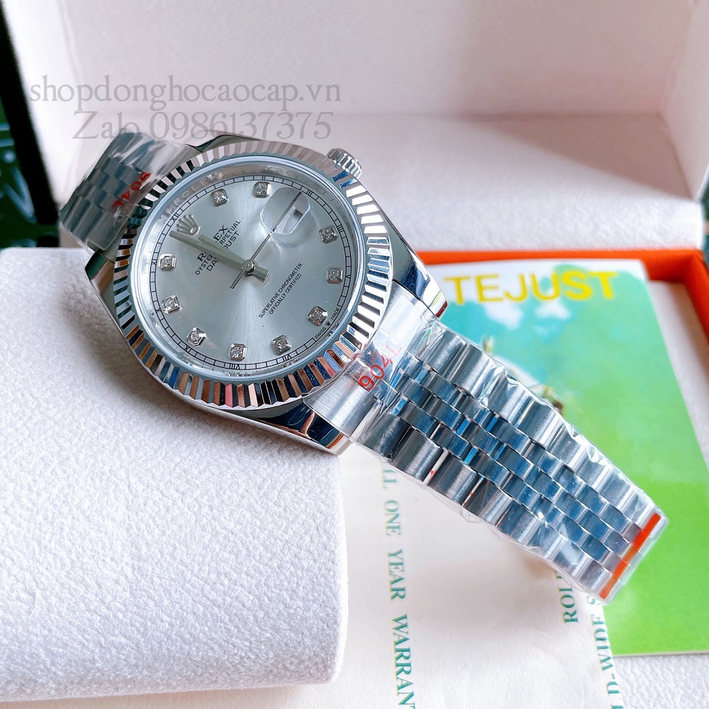 Đồng Hồ Rolex Datejust Nam Automatic (Tự Động) Viền Khía Silver 41mm