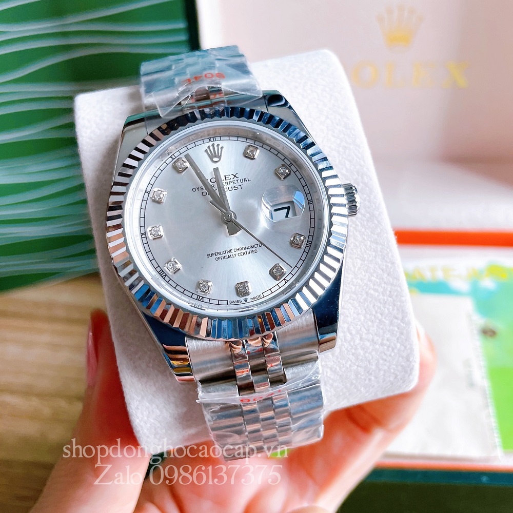 Đồng Hồ Rolex Datejust Nam Automatic (Tự Động) Viền Khía Silver 41mm