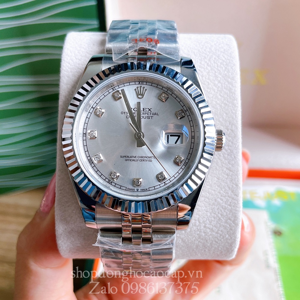 Đồng Hồ Rolex Datejust Nam Automatic (Tự Động) Viền Khía Silver 41mm