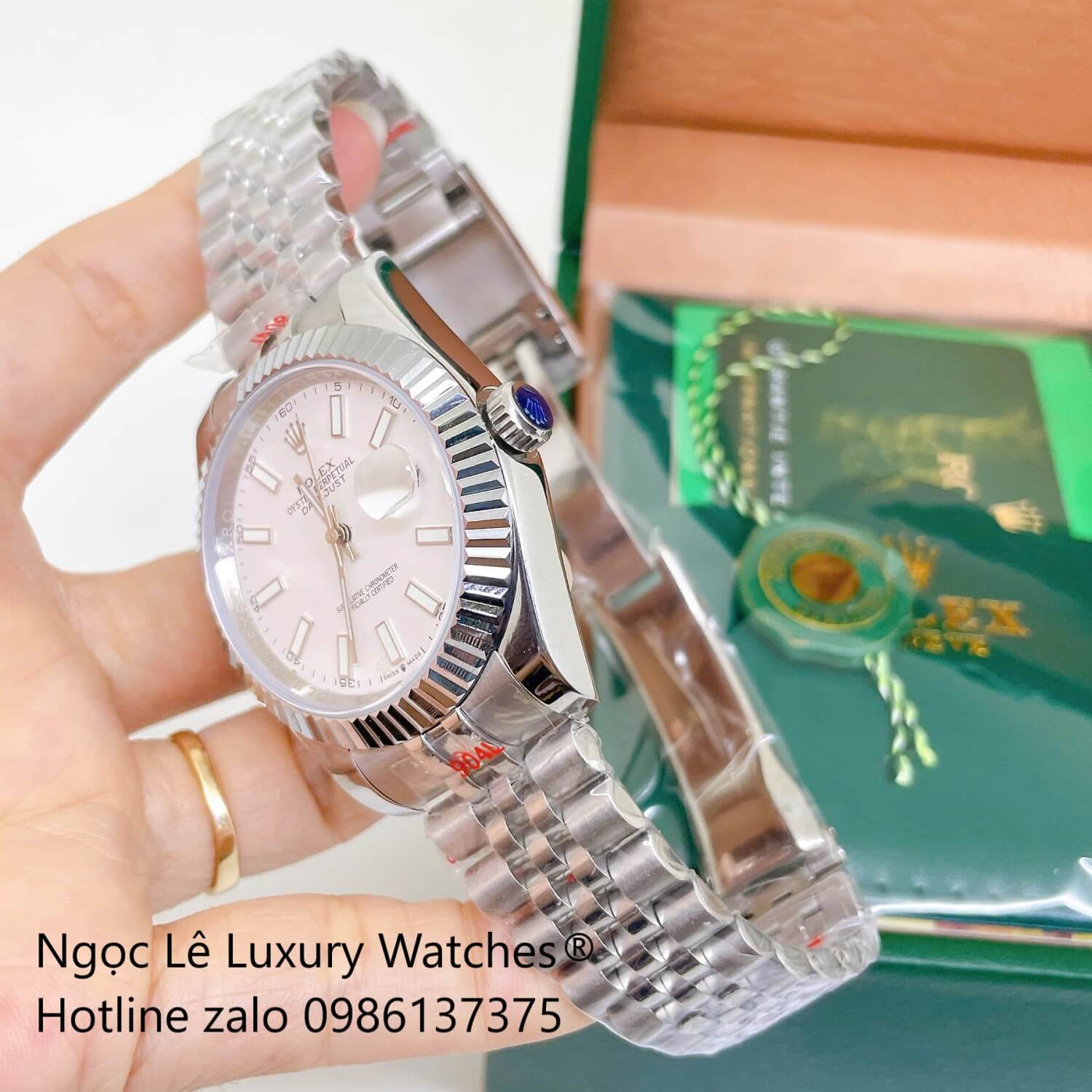 Đồng Hồ Rolex Datejust Nam Dây Thép Bạc Mặt Trắng Size 41mm Quartz - Niềng Khía Vạch Phản Quang