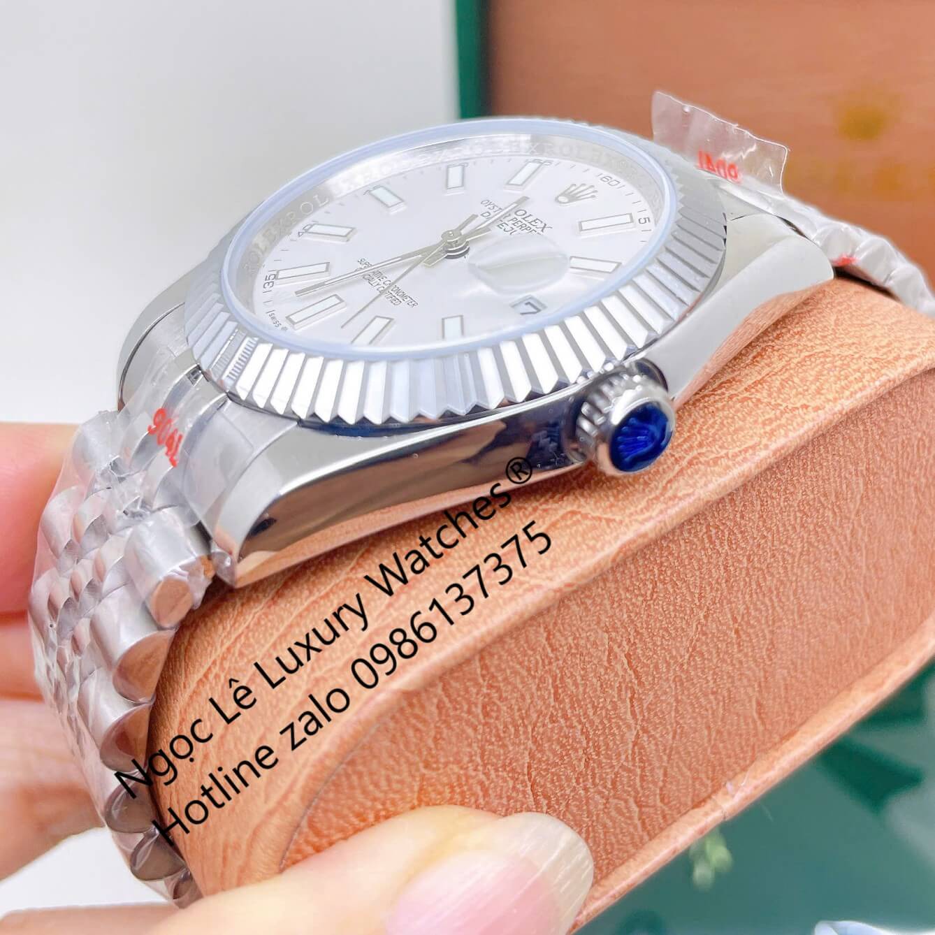 Đồng Hồ Rolex Datejust Nam Dây Thép Bạc Mặt Trắng Size 41mm Quartz - Niềng Khía Vạch Phản Quang