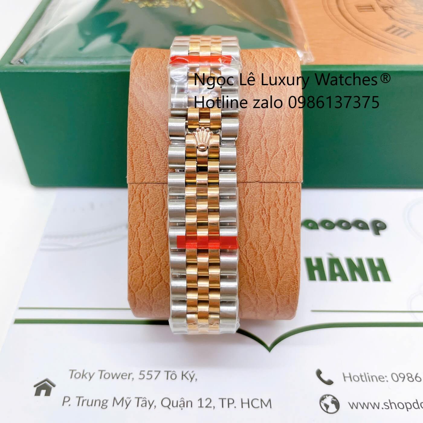 Đồng Hồ Rolex Datejust Nam Dây Thép Demi Rose Mặt Trắng Xà Cừ Đính Đá Size 41mm - Quartz