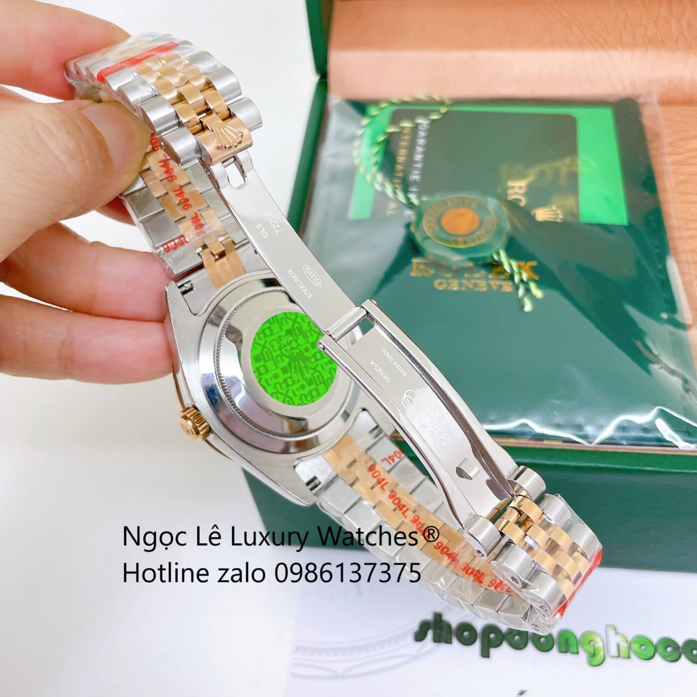 Đồng Hồ Rolex Datejust Nam Dây Thép Demi Rose Mặt Trắng Xà Cừ Đính Đá Size 41mm - Quartz