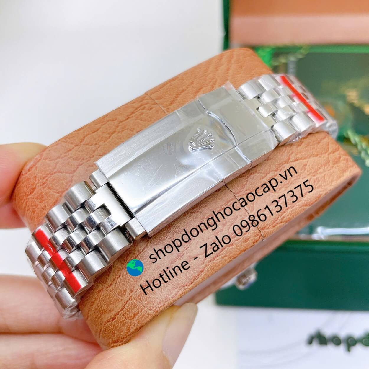 Đồng Hồ Cặp Rolex Datejust Máy Pin Dây Bạc Mặt Đen Niềng Khía Size 41mm - 31mm