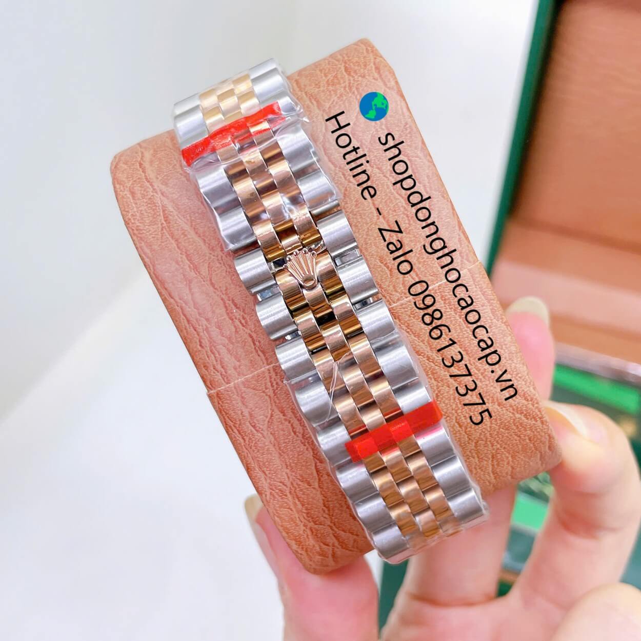 Đồng Hồ Rolex Datejust Nam Máy Pin Dây Kim Loại Demi Rose Niềng Khía Size 36mm