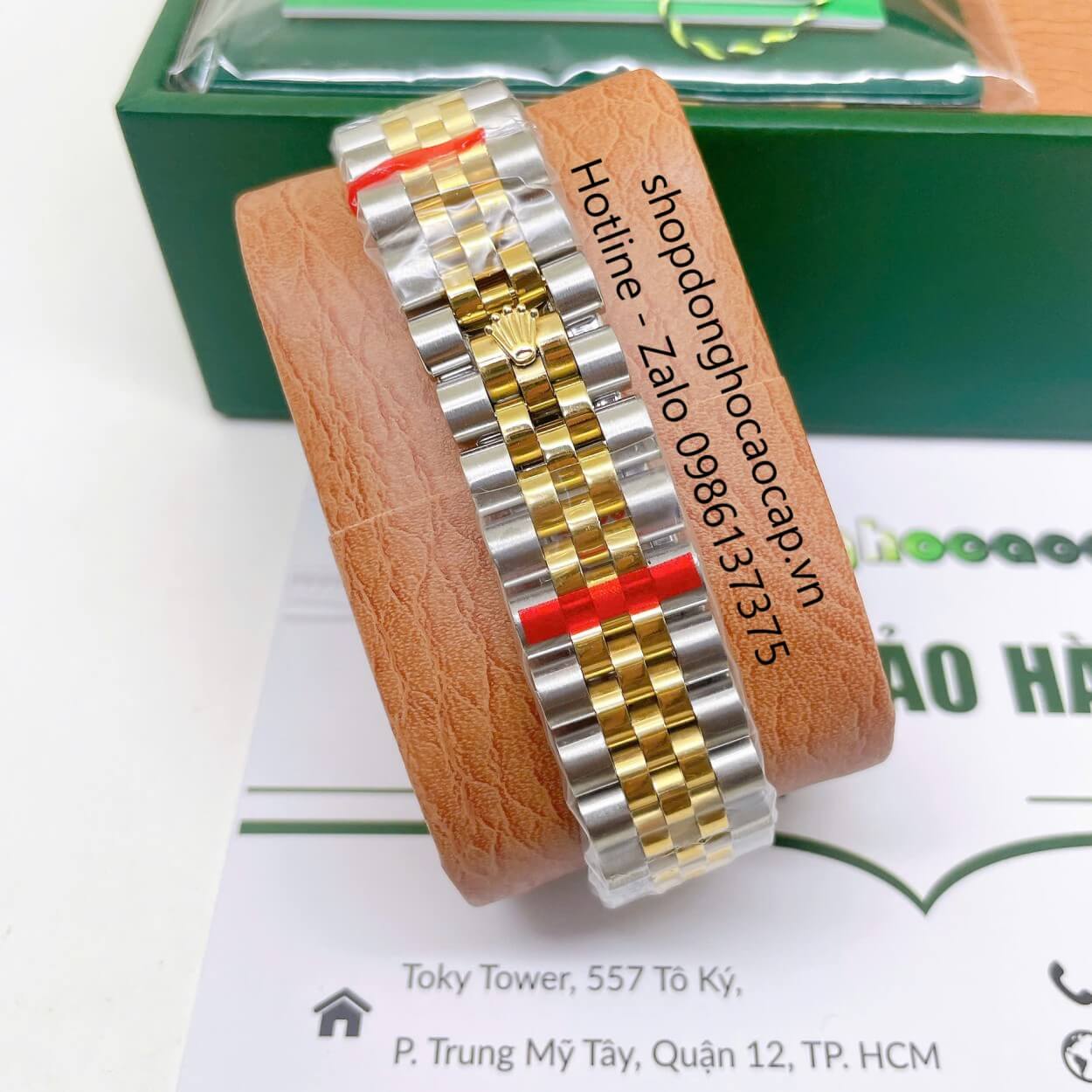 Đồng Hồ Rolex Datejust Nam Máy Pin Dây Kim Loại Demi Vàng Mặt Đen Size 36mm