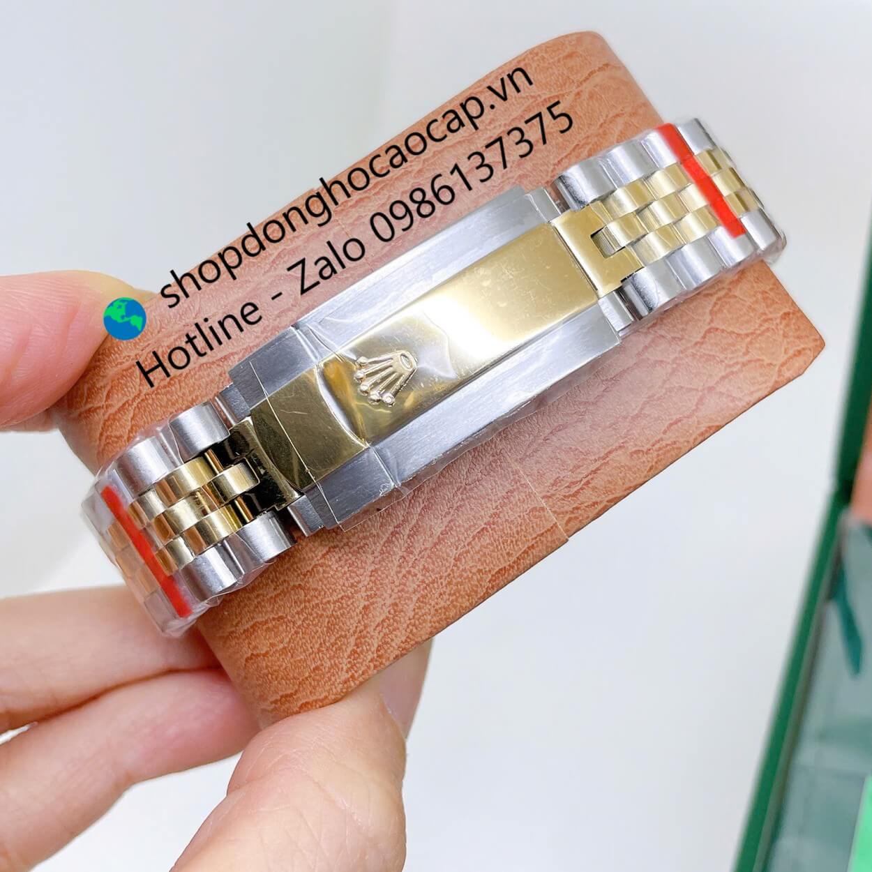 Đồng Hồ Rolex Datejust Nam Máy Pin Dây Kim Loại Demi Vàng Mặt Trắng Xà Cừ Size 41mm