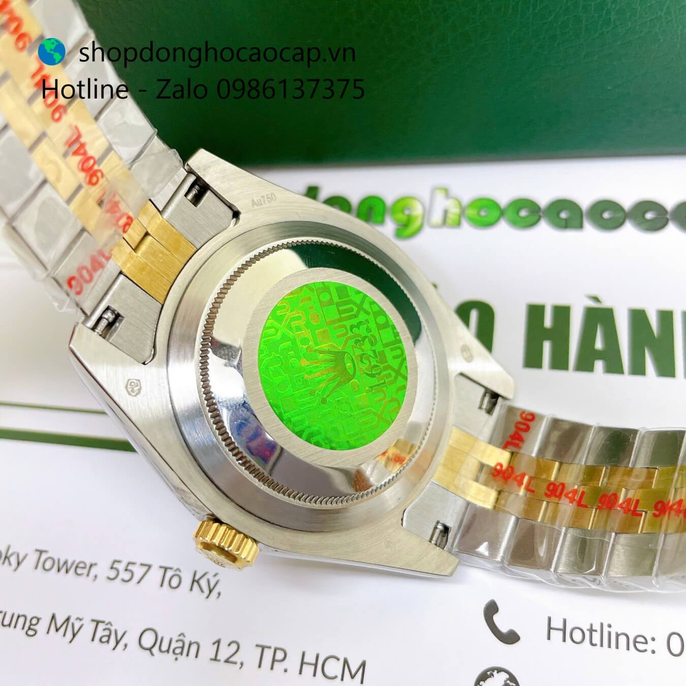 Đồng Hồ Rolex Datejust Nam Máy Pin Dây Kim Loại Demi Vàng Mặt Trắng Xà Cừ Size 41mm