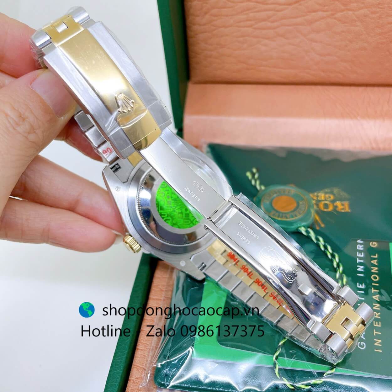 Đồng Hồ Rolex Datejust Nam Máy Pin Dây Kim Loại Demi Vàng Mặt Trắng Xà Cừ Size 41mm