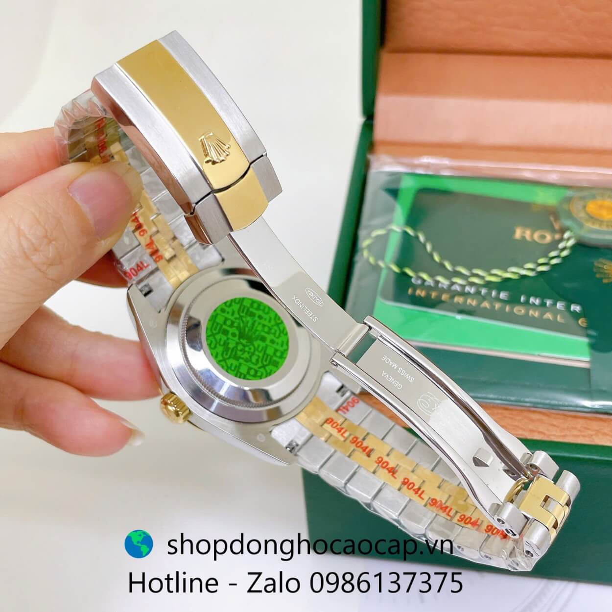 Đồng Hồ Rolex Datejust Nam Máy Pin Dây Kim Loại Demi Vàng Mặt Vàng Size 41mm