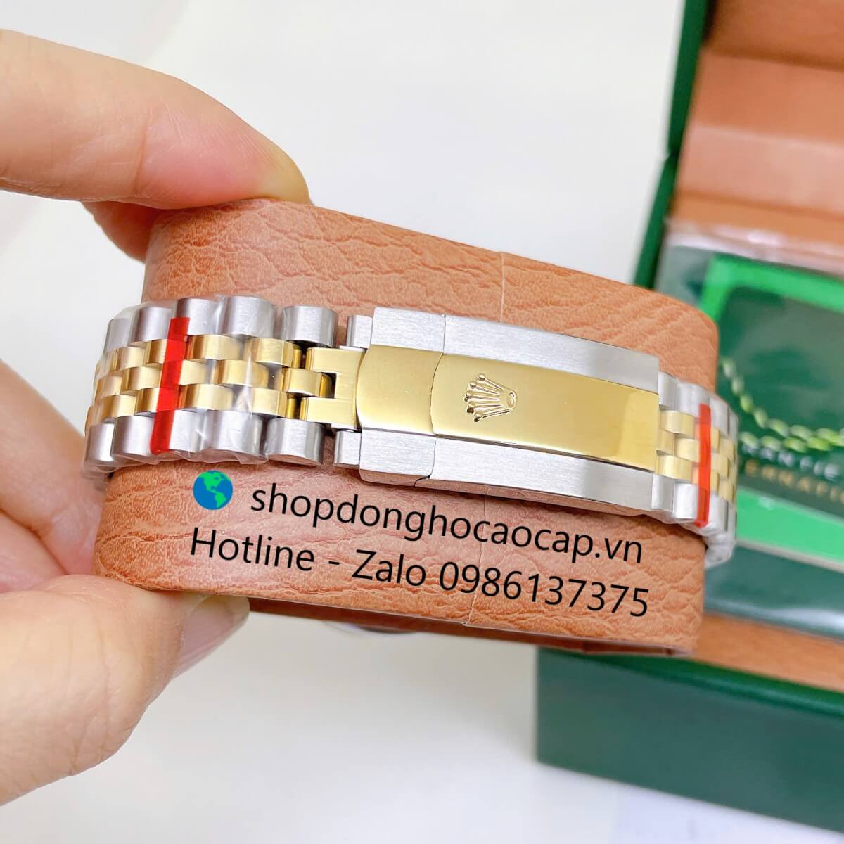 Đồng Hồ Rolex Datejust Nam Máy Pin Dây Kim Loại Demi Vàng Mặt Vàng Size 41mm