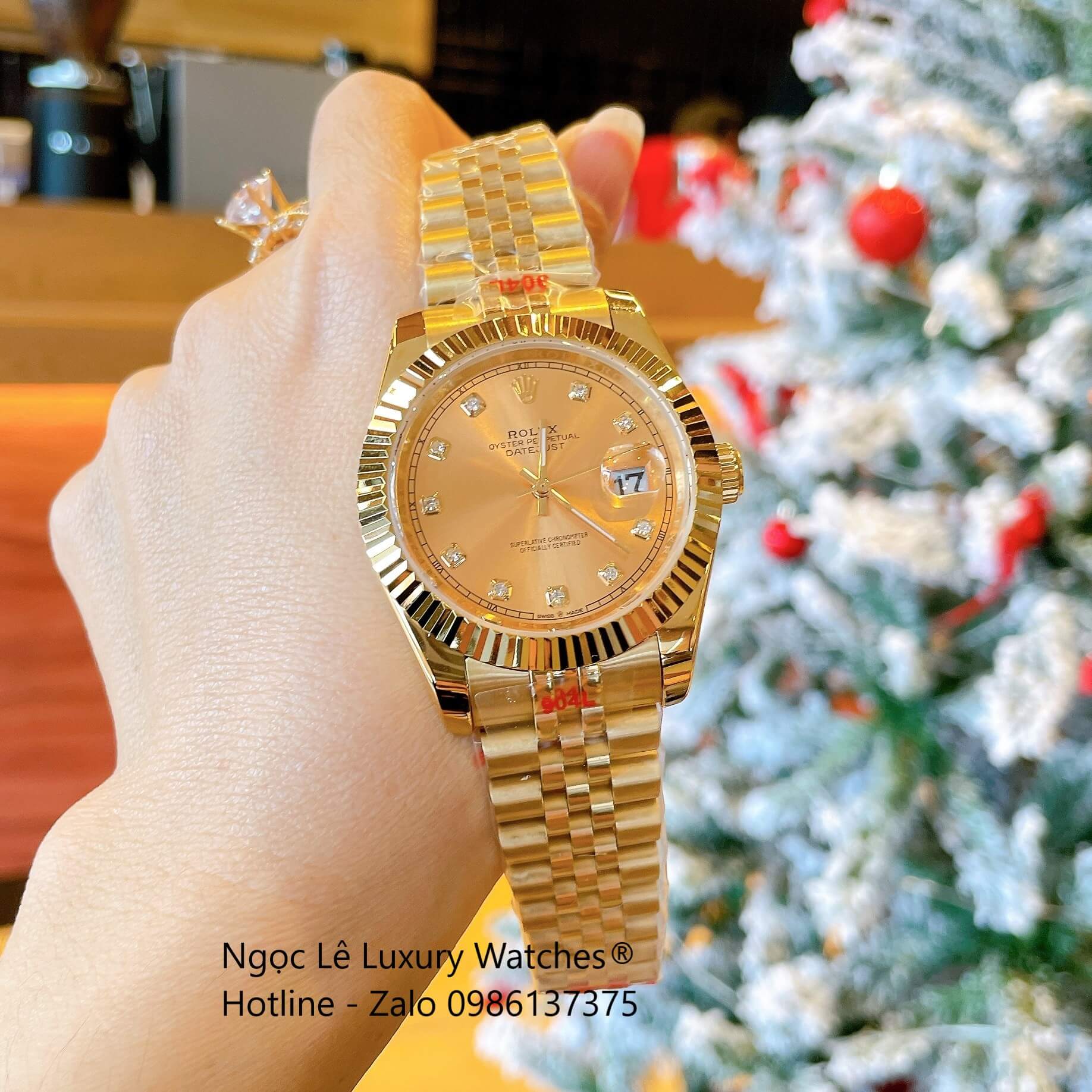 Đồng Hồ Rolex Datejust Nam Máy Pin Dây Kim Loại Vàng Mặt Vàng Size 41mm