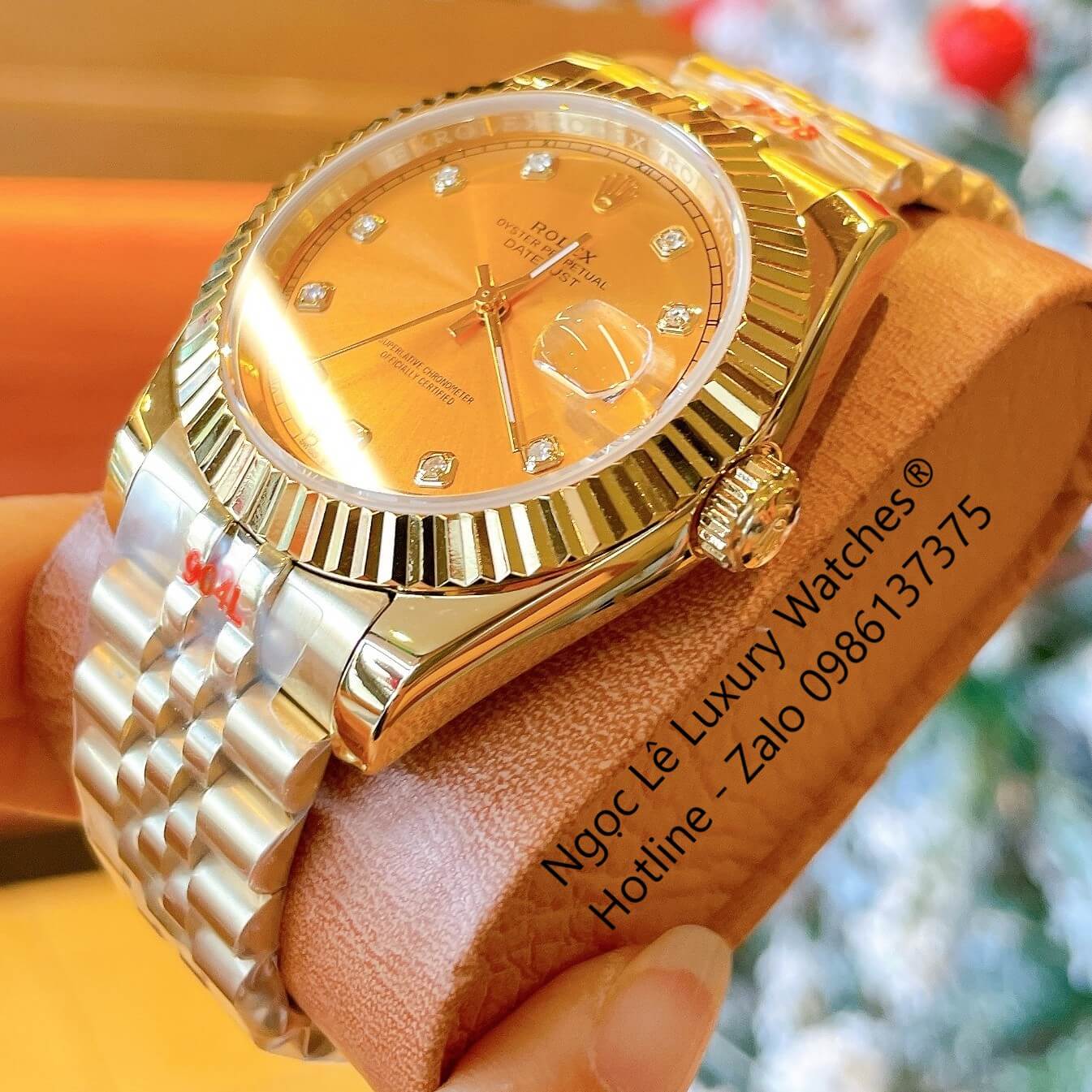 Đồng Hồ Rolex Datejust Nam Máy Pin Dây Kim Loại Vàng Mặt Vàng Size 41mm