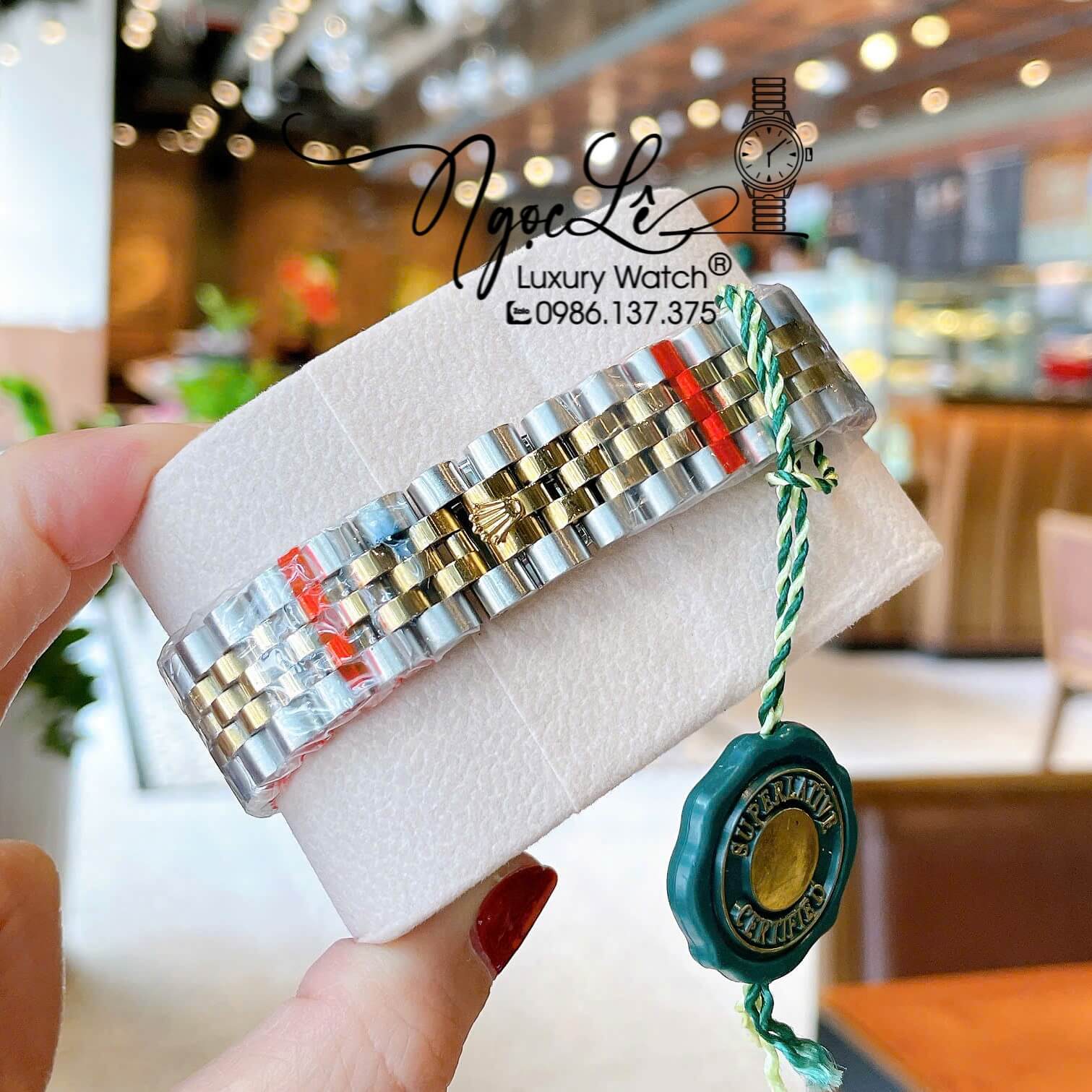 Đồng Hồ Nam Rolex Datejust Pin Dây Kim Loại Demi Vàng Mặt Đính Đá Size 41mm