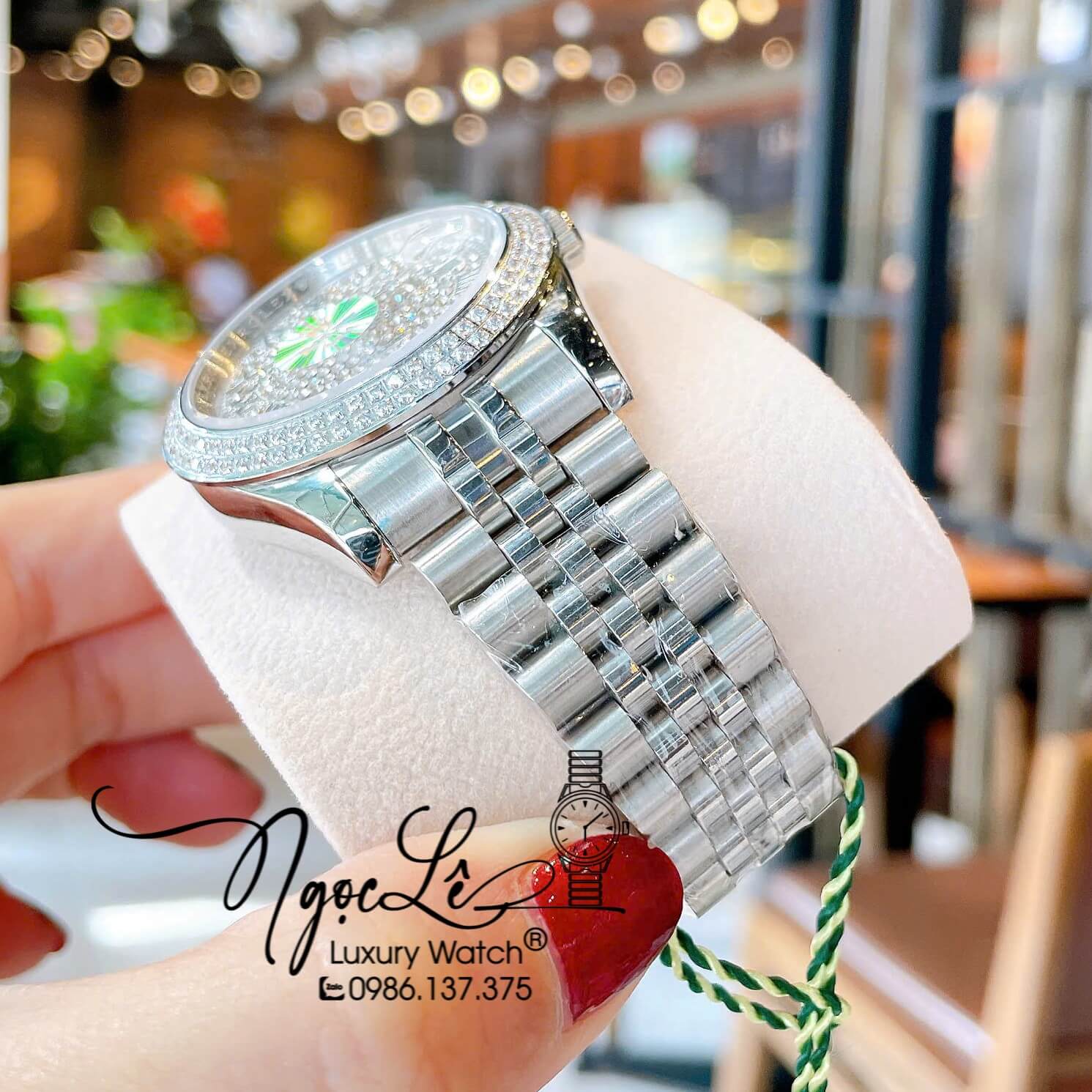 Đồng Hồ Nam Rolex Datejust Pin Dây Kim Loại Màu Bạc Đính Đá Size 41mm
