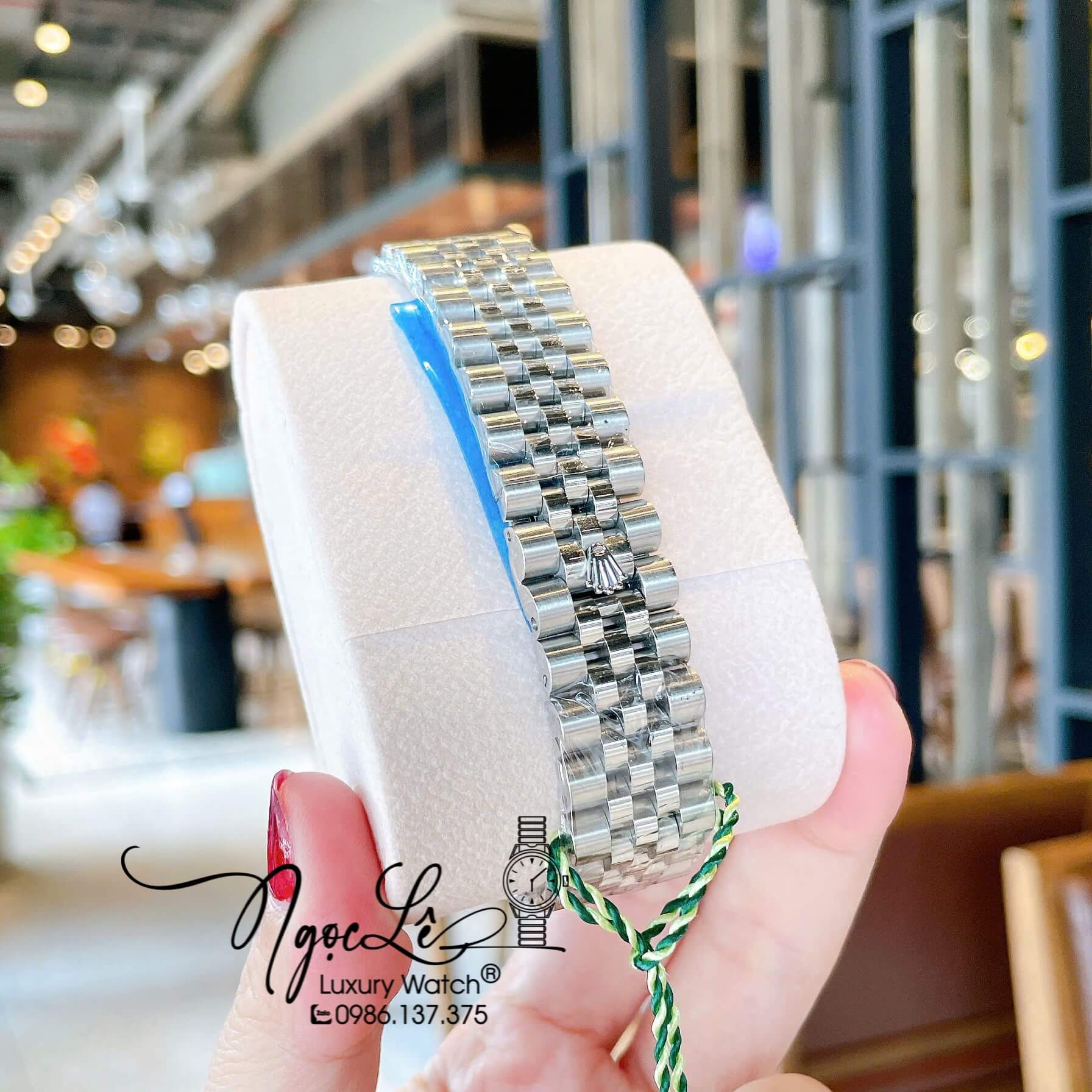 Đồng Hồ Nam Rolex Datejust Pin Dây Kim Loại Màu Bạc Đính Đá Size 41mm