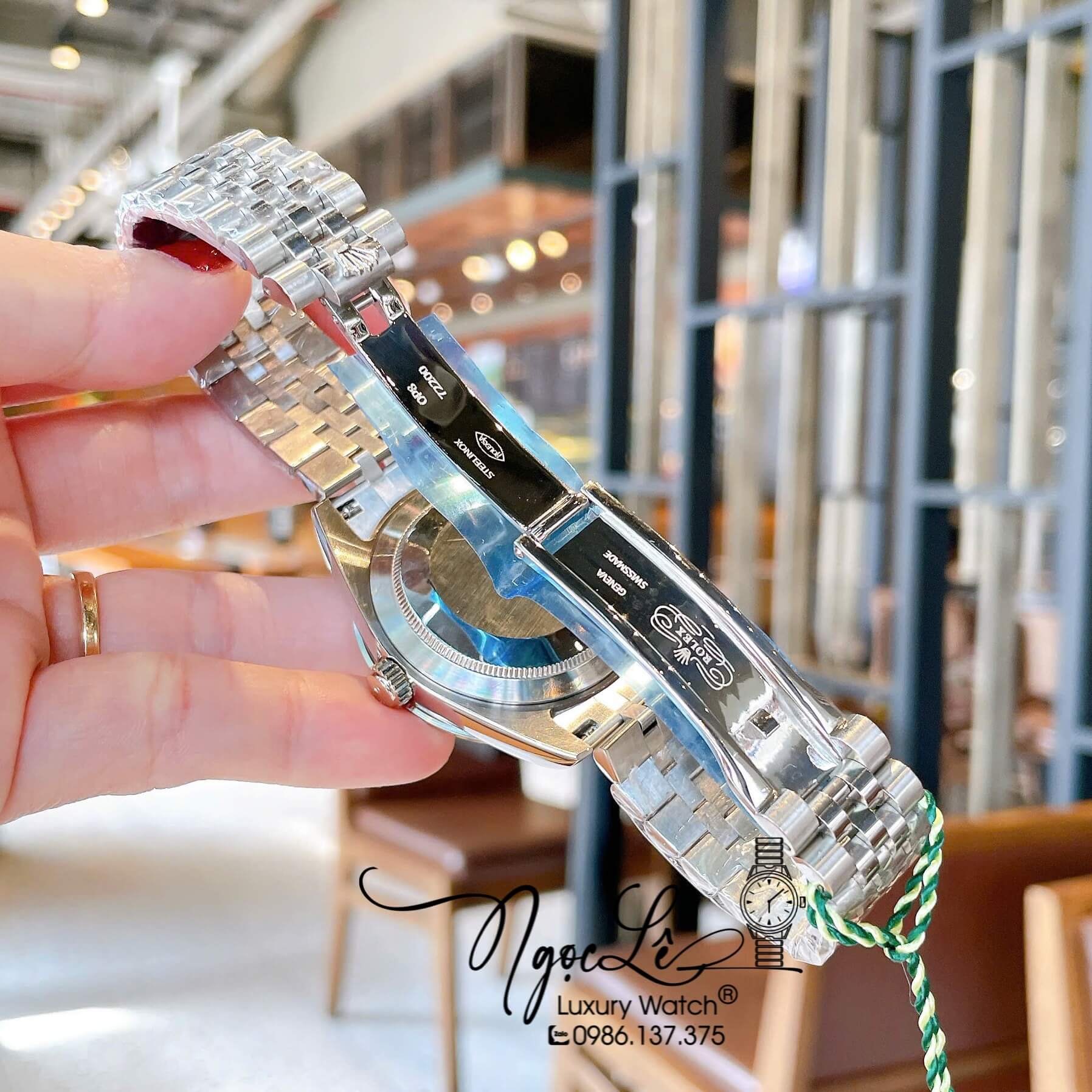Đồng Hồ Nam Rolex Datejust Pin Dây Kim Loại Màu Bạc Đính Đá Size 41mm