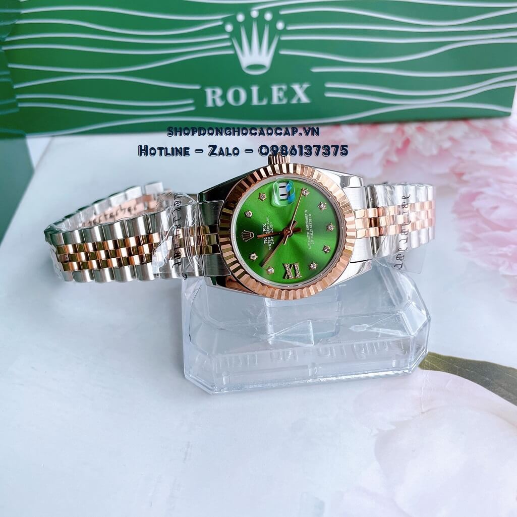 Đồng Hồ Rolex Datejust Cơ Tự Động Nữ Demi Rose Mặt Xanh Lá 31mm