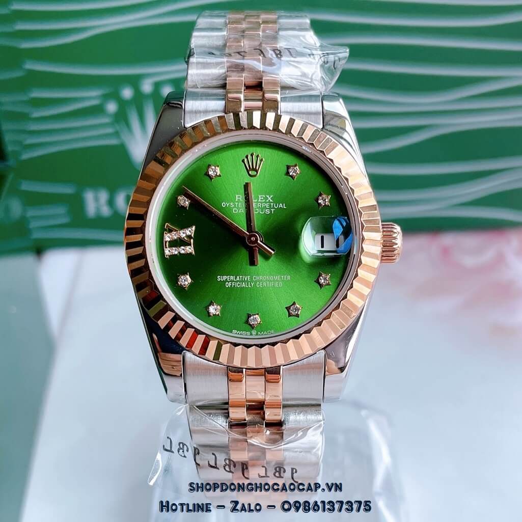 Đồng Hồ Rolex Datejust Cơ Tự Động Nữ Demi Rose Mặt Xanh Lá 31mm