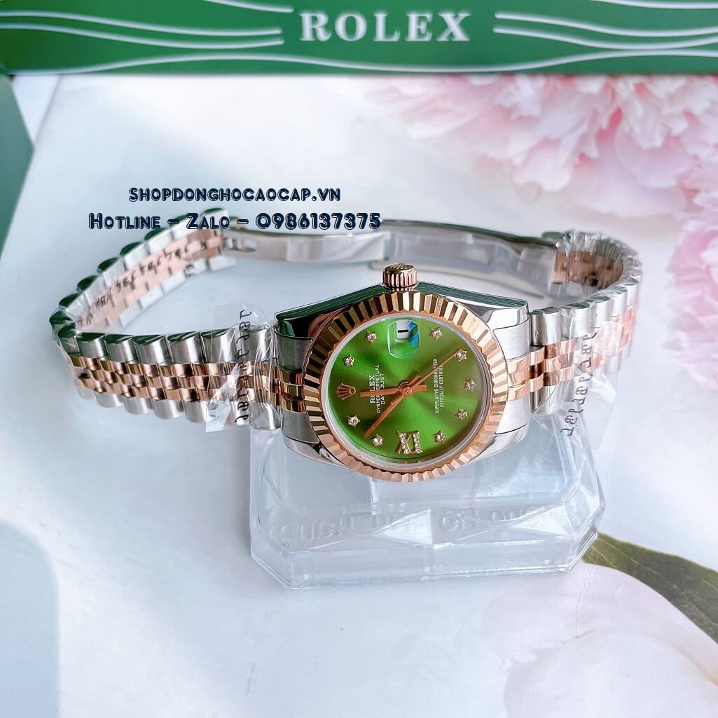 Đồng Hồ Rolex Datejust Cơ Tự Động Nữ Demi Rose Mặt Xanh Lá 31mm