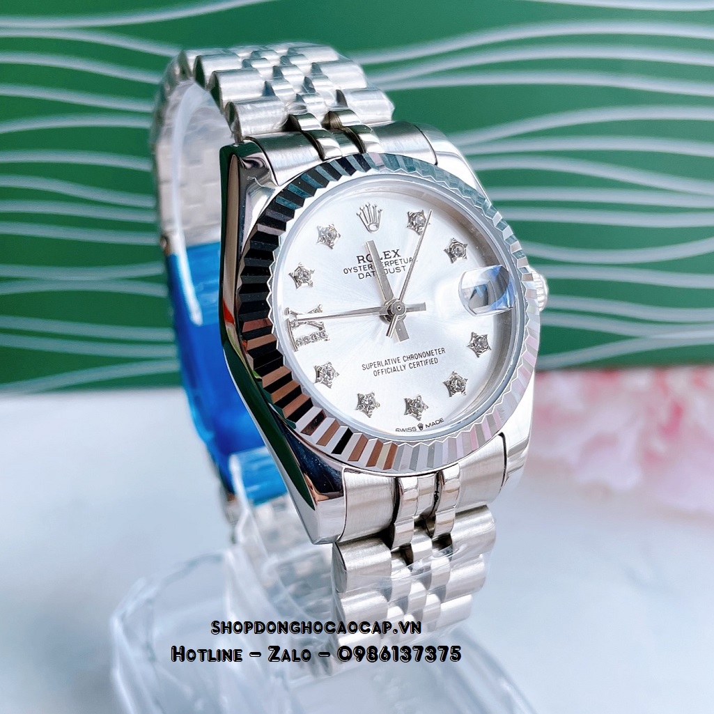 Đồng Hồ Rolex Datejust Cơ Tự Động Nữ Màu Bạc Mặt Trắng 31mm