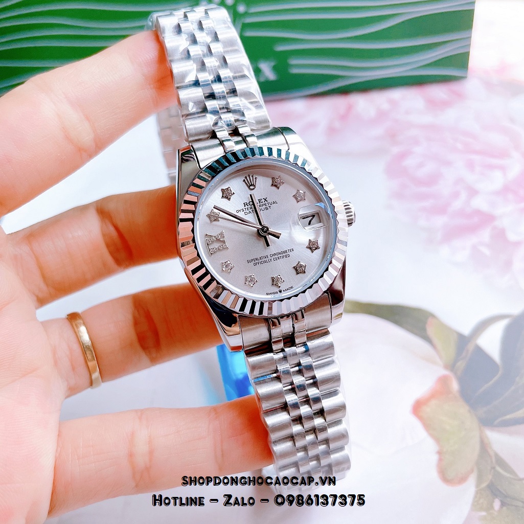 Đồng Hồ Rolex Datejust Cơ Tự Động Nữ Màu Bạc Mặt Trắng 31mm