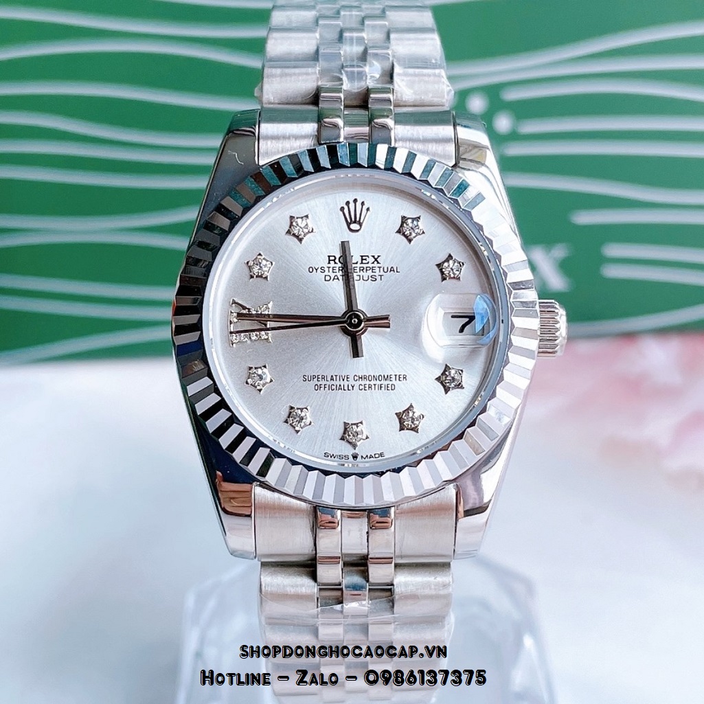 Đồng Hồ Rolex Datejust Cơ Tự Động Nữ Màu Bạc Mặt Trắng 31mm