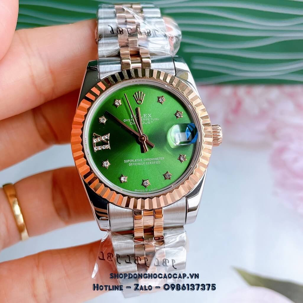Đồng Hồ Rolex Datejust Cơ Tự Động Nữ Demi Rose Mặt Xanh Lá 31mm