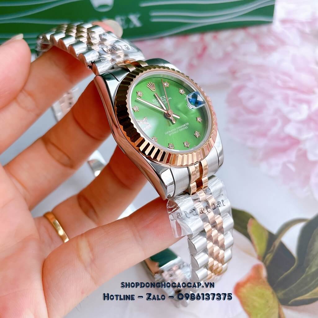 Đồng Hồ Rolex Datejust Cơ Tự Động Nữ Demi Rose Mặt Xanh Lá 31mm