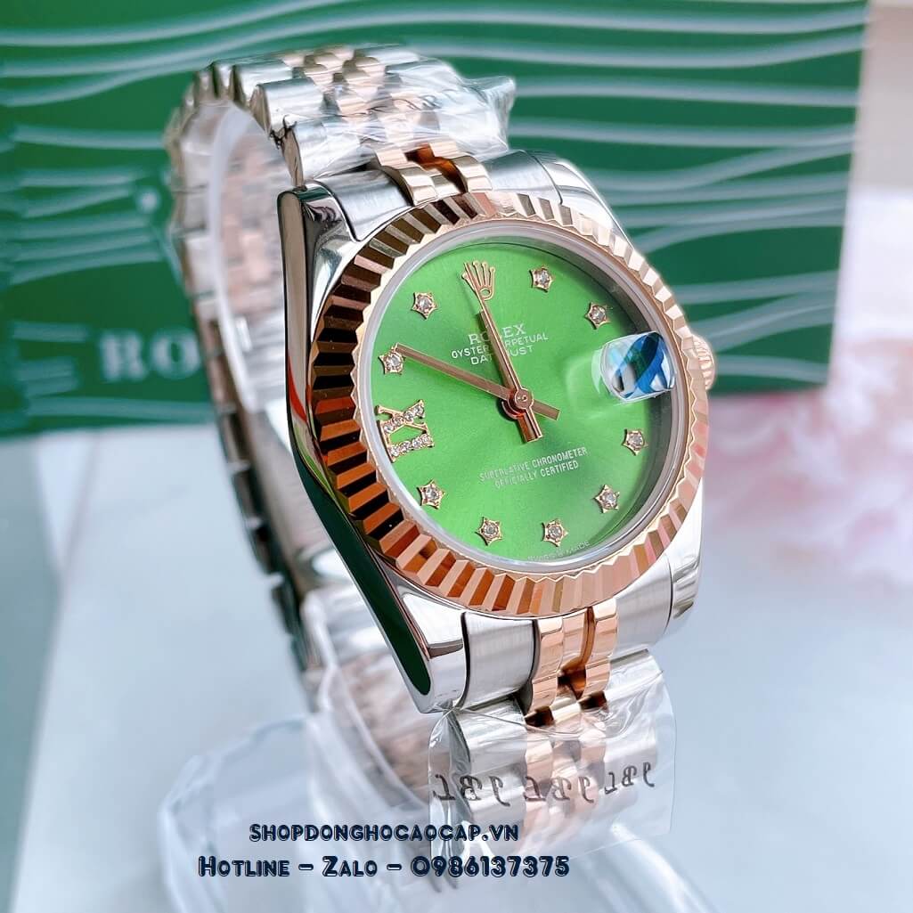 Đồng Hồ Rolex Datejust Cơ Tự Động Nữ Demi Rose Mặt Xanh Lá 31mm