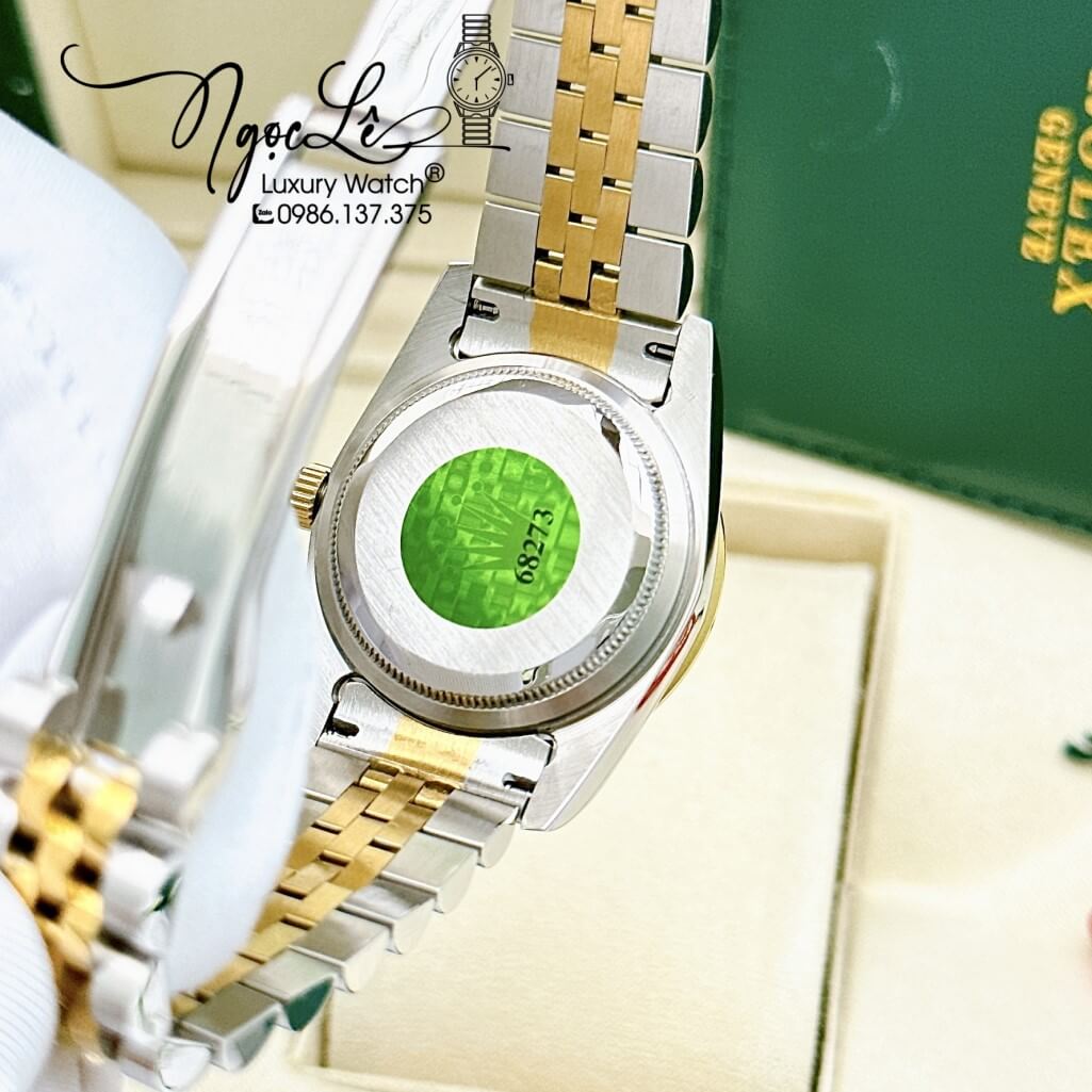 Đồng Hồ Rolex Datejust Tự Động Nữ Dây Kim Loại Demi Vàng Mặt Xanh Đính Đá 31mm