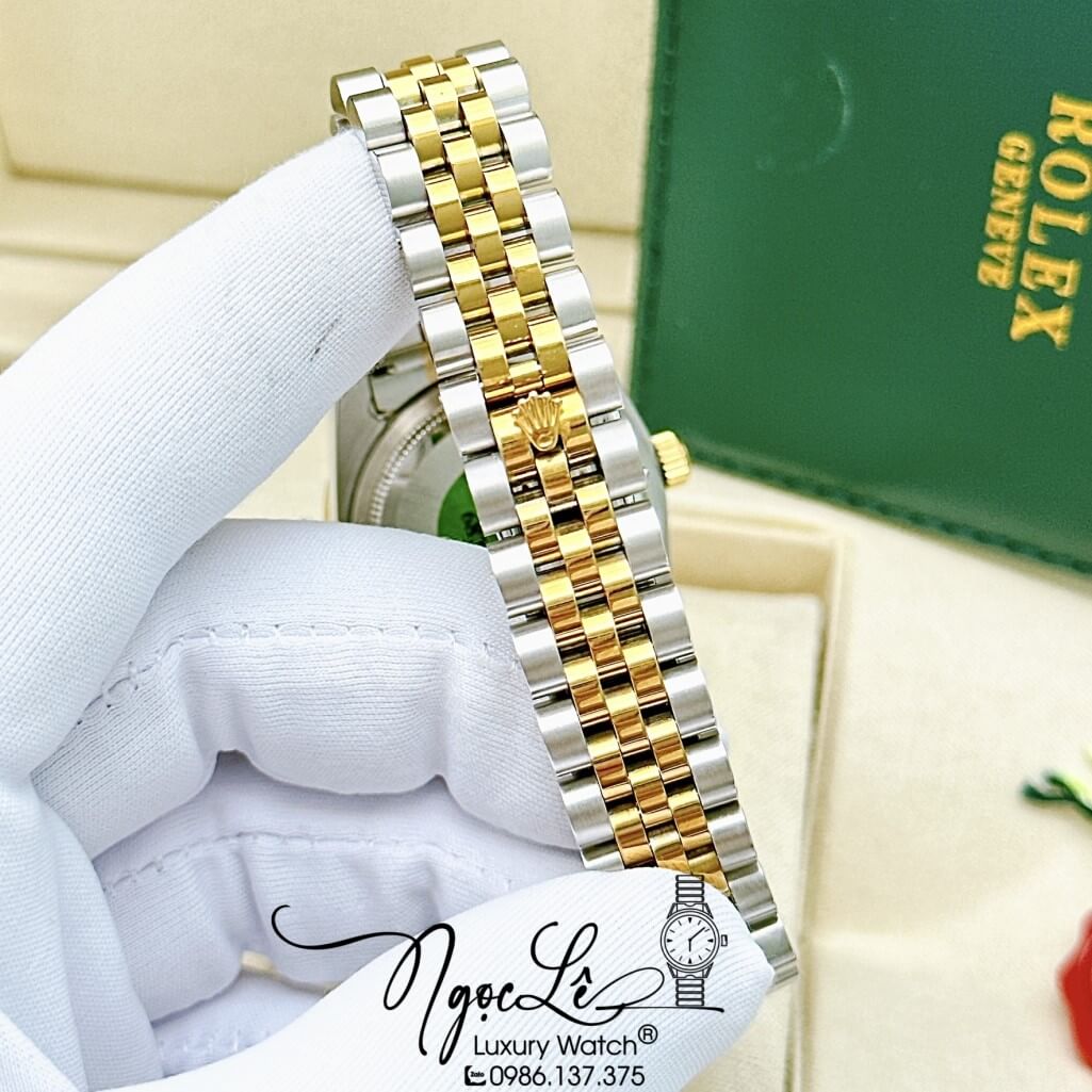 Đồng Hồ Rolex Datejust Tự Động Nữ Dây Kim Loại Demi Vàng Mặt Xanh Đính Đá 31mm