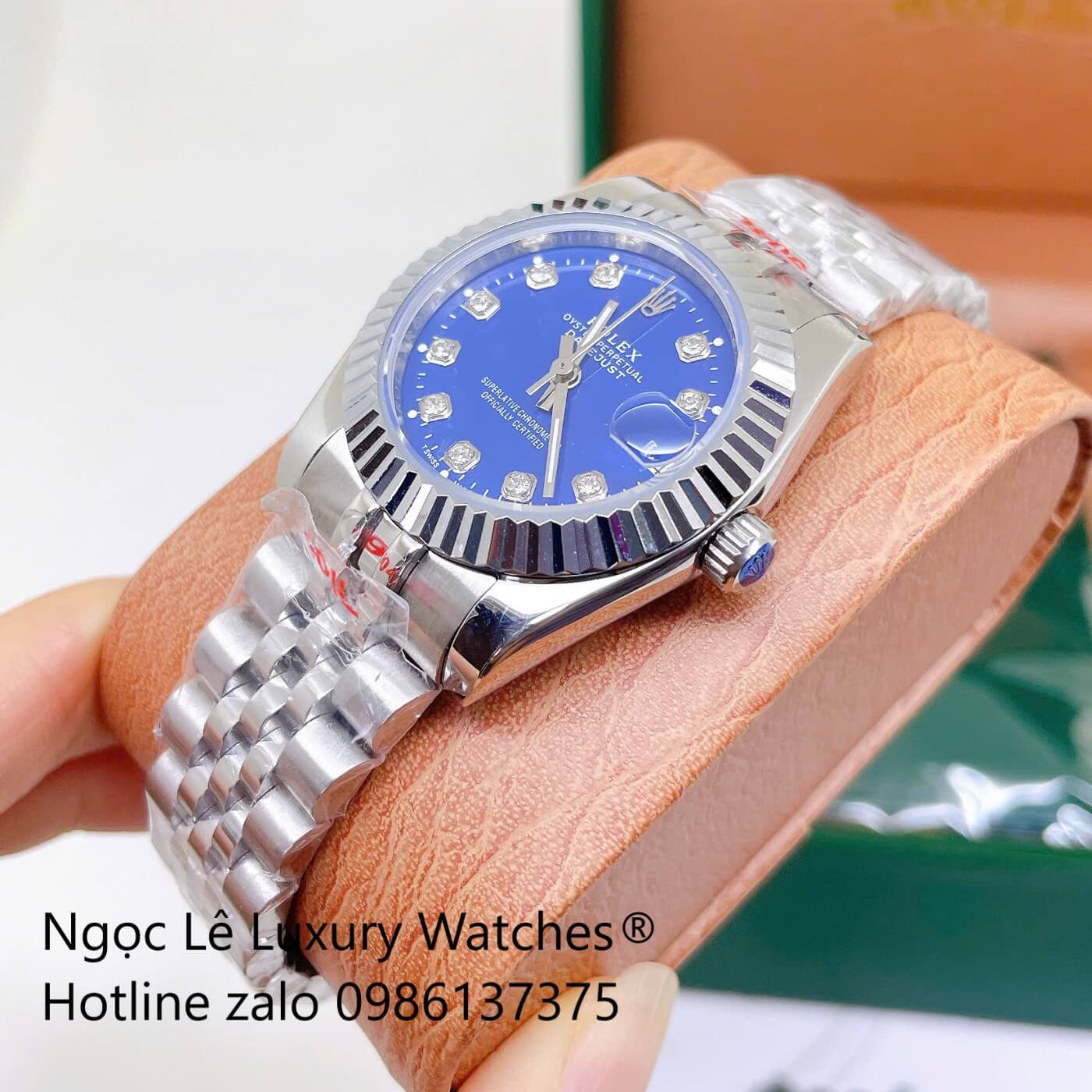 Đồng Hồ Rolex Datejust Nữ Dây Thép Bạc Mặt Xanh Dương Size 31mm Quartz - Niềng Khía