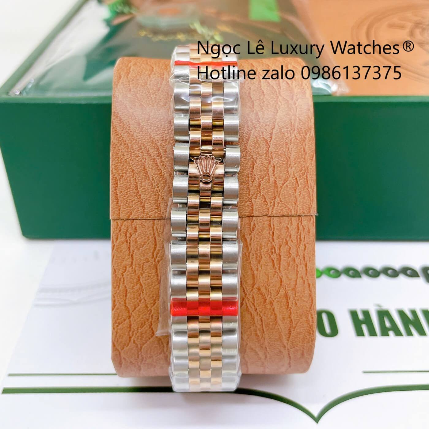 Đồng Hồ Rolex Datejust Nữ Dây Thép Demi Rose Mặt Xà Cừ Trắng Niềng Đính Đá Size 31mm - Quartz