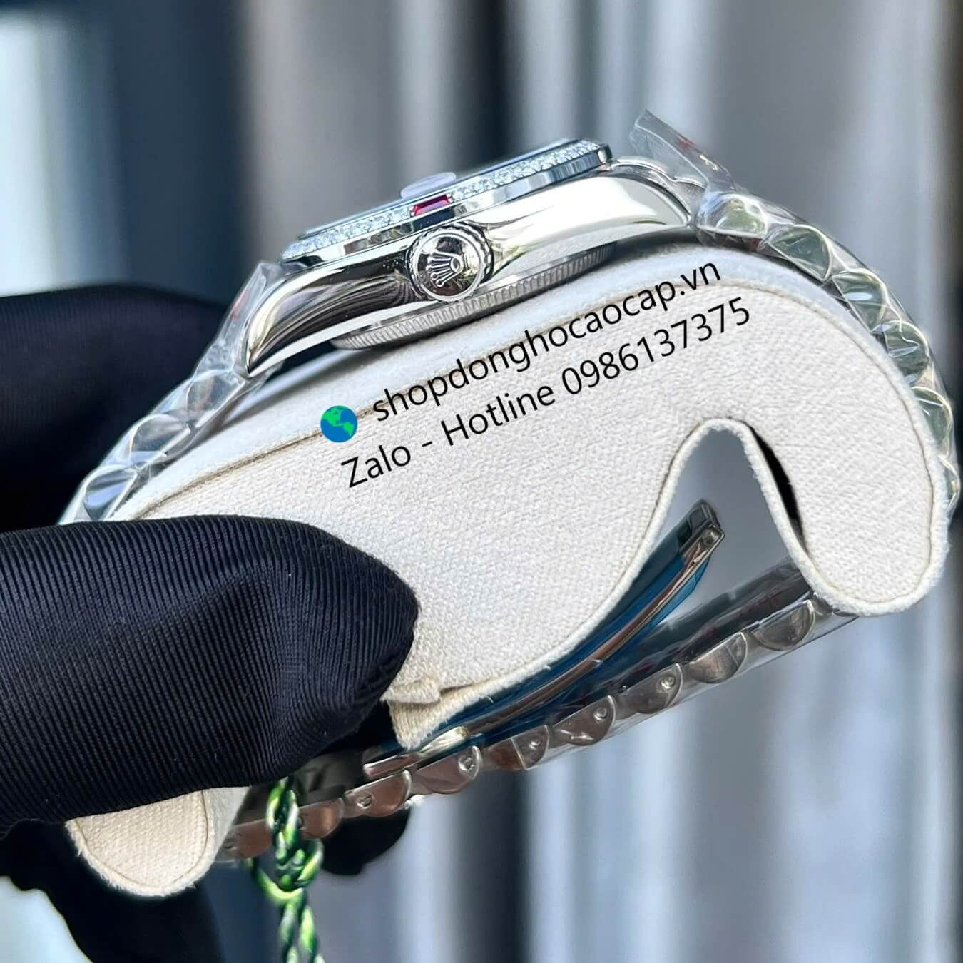 Đồng hồ RoLex Datejust nữ dây thép silver mặt hồng đính đá size 31mm, Rolex Quartz nữ siêu cấp