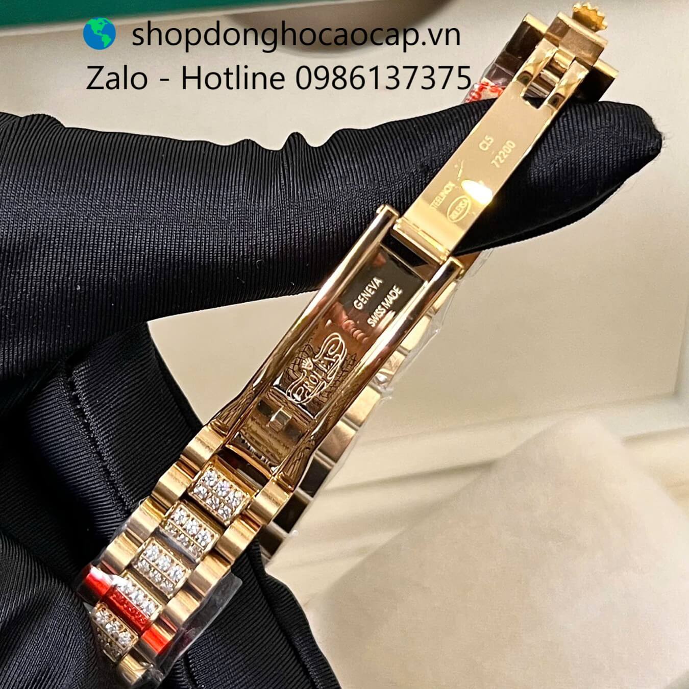 Đồng hồ RoLex Datejust nữ dây vàng gold mặt xà cừ tím xanh đính đá size 31mm, Rolex Quartz nữ siêu cấp